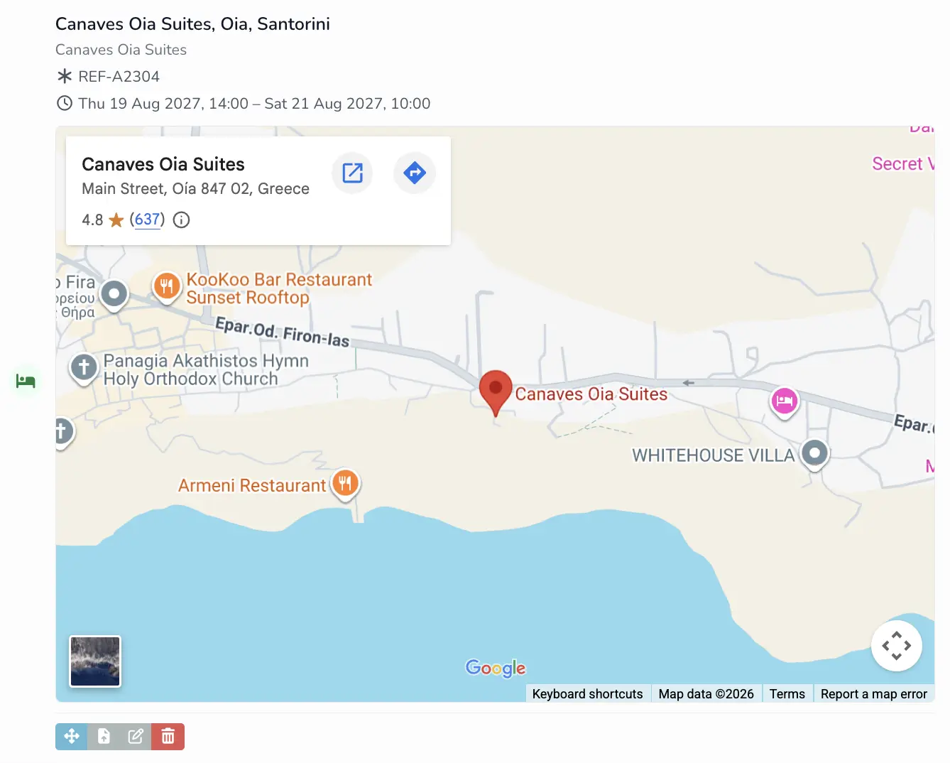 Keep hotel details alongside the event.