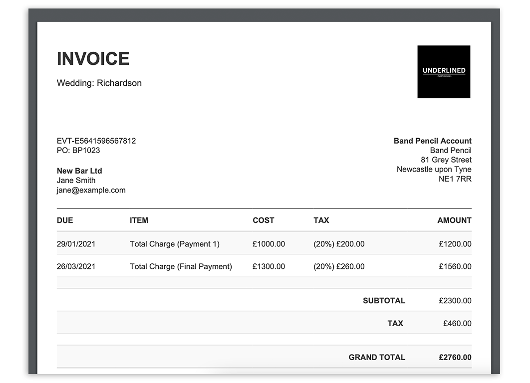 Musician Invoice Template (Free Download) Band Pencil