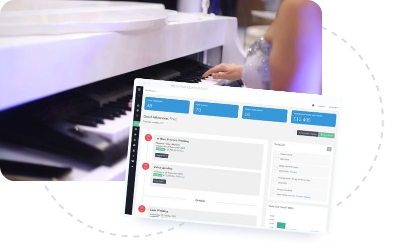Pianist Gig Management Software. Manage your gigs on Band Pencil