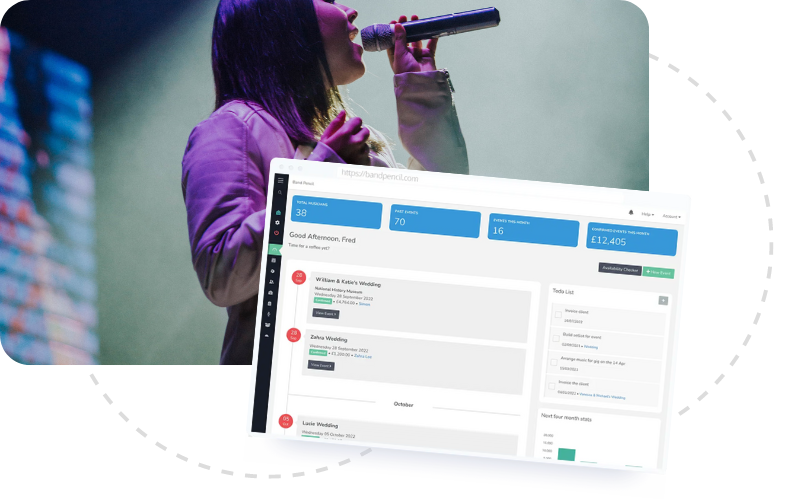 Singer Gig Management Software. Manage your gigs on Band Pencil
